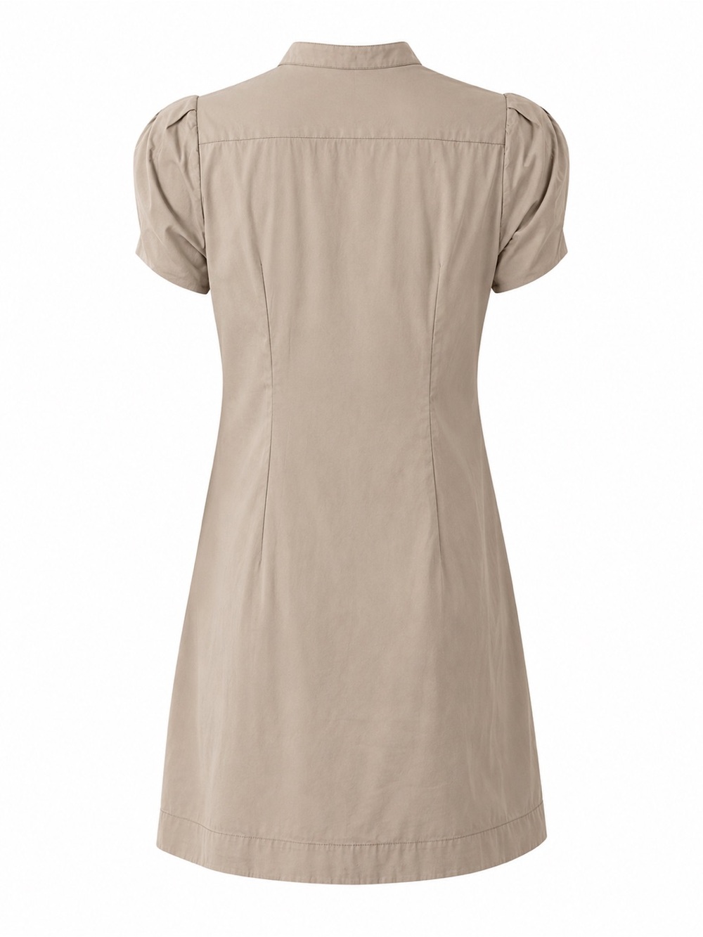 BCBGMAXAZRIA Ruffle Neck Shift Dress – Taupe/Beige – Size Small - Picture 5 of 9
